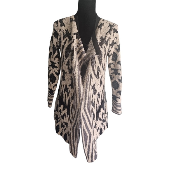 2/$20Lucky Brand - Geometric Aztec Pattern Waterfall Front Cardigan - Size Small - Picture 1 of 7